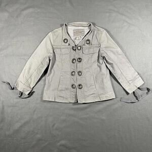 Women’s Jacket Beige Eyelet And Tie Detail Y2K Vintage